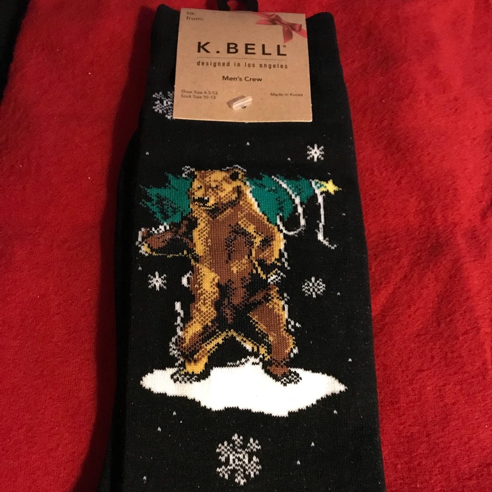 - K Bell Christmas Bear Sock NWT